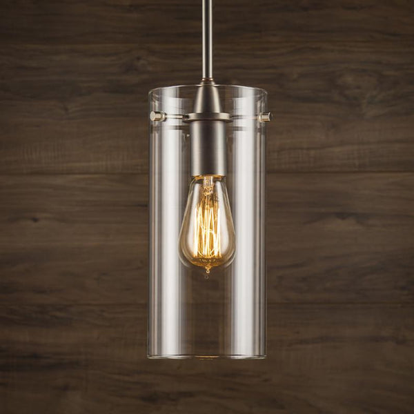 Effimero Large Stem Hung Pendant Lamp with Clear Glass Cylinder