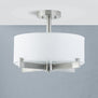 Allegro Semi Flushmount Ceiling Lamp with White Fabric Shade