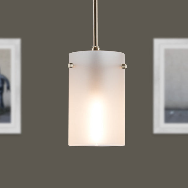 Effimero Medium Stem Hung Pendant Lamp with Frosted Glass Cylinder