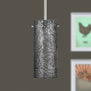 Nicola Cylindrical Stem Hung Pendant Lamp with Crackled Glass Shade