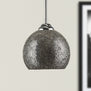 Nicola Medium Round Stem Hung Pendant Lamp with Crackled Glass Shade