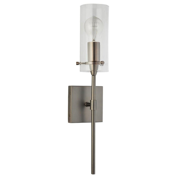 Effimero One-Light Wall Vanity Corridor Sconce Lamp, Clear Glass Cylinder